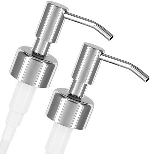 ALTGLAS 2 Stück von Seifenspender Pumpkopf Budapest - Doppelpack Edelstahl Pumpaufsatz mit 28mm Gewinde als Ersatz Pumpe und Upcycling Seifen Spender zu Bauen mit Jacky Flaschen (Silber Chrom)