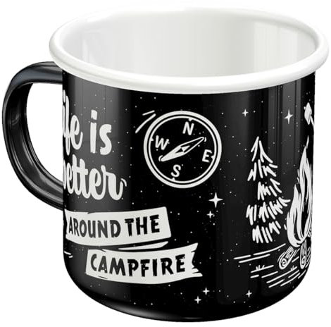 Nostalgic-Art Exterior y Activities Life Is Better Around The Campfire – Idea de Regalo para los Amantes del Camping, Taza de Esmalte Retro, Diseño Vintage, 360 ml