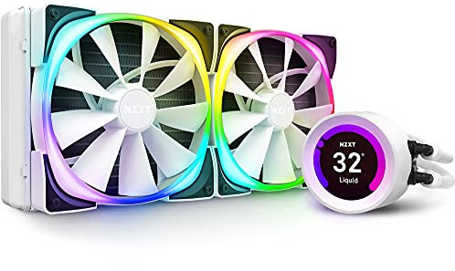 NZXT Kraken Z63 RGB 280mm - RL-KRZ63-RW - AIO RGB CPU Liquid Cooler - Customizable LCD Display - Improved Pump - Powered by CAM V4 - RGB Connector - Aer RGB 2 140mm Radiator Fans (2 Included) - White