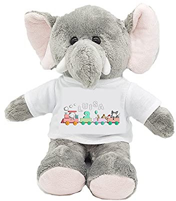 Kilala Geburtstagszug Elefant Kuscheltier mit Wunschname Eisenbahn Waldtiere Mädchen Jungen zum Geburtstag (Mädchen 3. Geburtsatg)