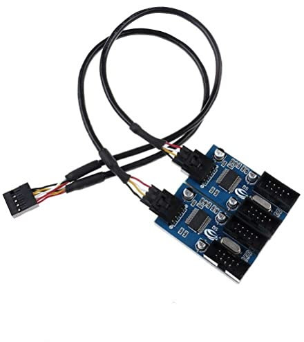 Multibao USB 2.0 Splitter Cable Connector for Motherboard, 9 Pin USB Header Male 1 to 4 Female Extension Splitter Adapter Port Multiplier for CPU 30cm