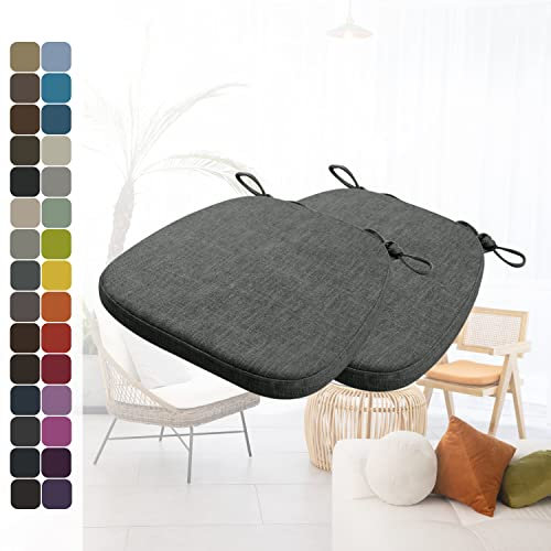 Kimgull 2er Set Stuhlkissen mit Bändern Bequeme Waschbare Rutschfestes Sitzkissen Ideal für zu Hause und Gartendekoration, viele Farben und Größen zur Auswahl (43x40x3CM Dunkelgrau)
