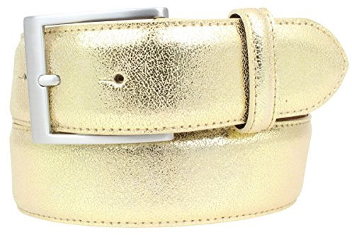 BELTINGER Herren-Gürtel Metall-Optik Echt Leder 4 cm | Leder-Gürtel Metallic-Look 40mm für Herren | Hochwertiger Metall-Ledergürtel | Gold 95cm