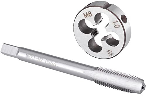 Burkit Ensemble taraud et filières M8 x 1 pour gauche, filetage M8 x 1,0 et filière ronde