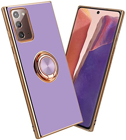 Cadorabo Hülle kompatibel mit Samsung Galaxy Note 20 Schutzhülle TPU Silikon Case mit Ring Design mit Kameraschutz Slim Kratzfest Weiche Gummi mit Rundumschutz Case Hülle für Galaxy Note 20 in Lila