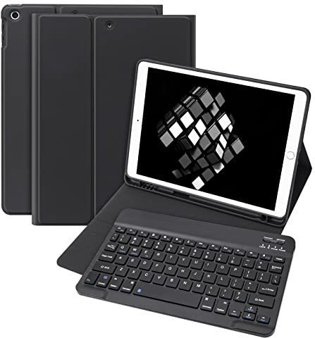 Bettdow for iPad 9th Generation 2021 Keyboard Case, Detachable Wireless Keyboard, Case with Pencil Holder for iPad 9th Gen 2021/8th Gen 2020/7th Gen 2019 10.2 Inch (Black)