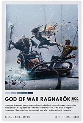FABIVA Poster God of War, Ragnarök, Videospiel-Poster, Leinwand-Poster, Schlafzimmer-Dekor, Sportlandschaft, Büro, Raumdekoration, Geschenk, ungerahmt, 20 x 30 cm