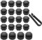 LICQIC Copridadi Ruota da 17mm, Copridadi per Alette, 20 Pezzi Kit Protezione Viti Copribulloni Universali, 16 Copriviti Ruota + 4 Cappucci Antifurto Rotondi, Nero