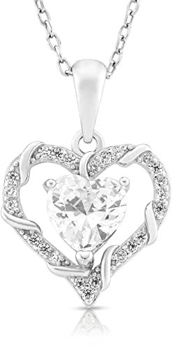 DIAMANTIS Herz Halskette 925 Silber Damen Halskette mit Herz Anhänger Silber Kette für Damen Schmuck Geschenk für Frau Frauen Mutter Freundin an Geburtstags Weihnachten Valentinstag