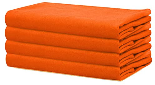 Sweet Needle – Packung mit 4 übergroßen Servietten aus 100% Baumwolle, 45 cm x 45 cm, Orange – Schwerer Stoff für den täglichen Gebrauch mit auf Gehrung geschnittenen Ecken