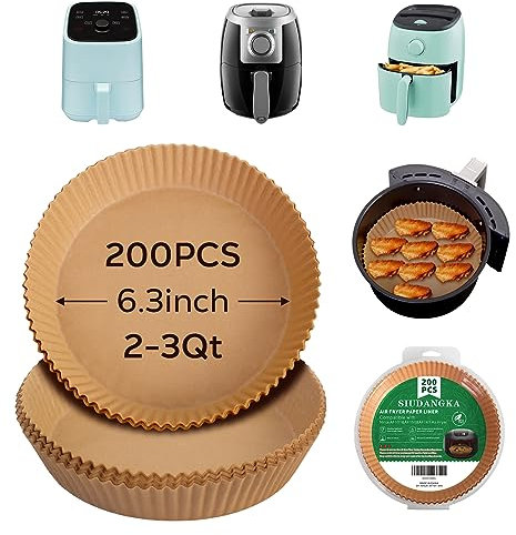 SIUDANGKA Mini Air Fryer Liners for 2qt Air Fryer, 200 Pcs Non-Stick Air Fryer Parchment Paper Pads Air Fryer Liners Compatible with Ninja AF080 Mini, Instant Vortex 2-QT, CHEFMAN Small