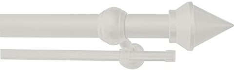 Garesa Gardinenstange Semara Ø 28mm, 2-läufig, Weiß I Stabile Vorhangstange inkl. Ringe + Faltenlegehaken + Gleiter I Mit Endknopf Spitze I Wandmontage I 240cm
