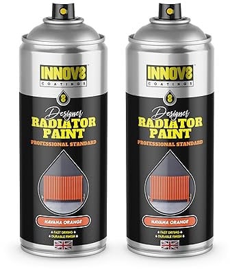 DESIGNER RADIATOR SPRAY PAINT - 1 x 400 ml - SATIN FINISH - NO PRIMER OR TOP COAT - PROFESSIONAL STANDARD - FAST DRY - Radiators Hot Water Pipes Tanks Enamel Metal - Up to 100°C - HAVANA ORANGE