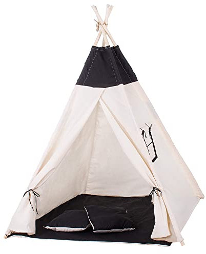 SPRINGOS Kinderzelt Kinder Tipi Zelt Bodenmatte Kissen Baumwolle 160 x 120 x 100 cm Kinderspielzelt