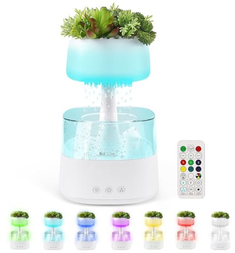 Regenwolken Luftbefeuchter mit Fernbedienung, 450ML Wolkenluftbefeuchter Diffuser Humidifier 7 Farben LED Leuchten, Mini Leise Raumbefeuchter für Zuhause, Büro, Zimmer, Kinderzimmer und Zuhause, Weiss