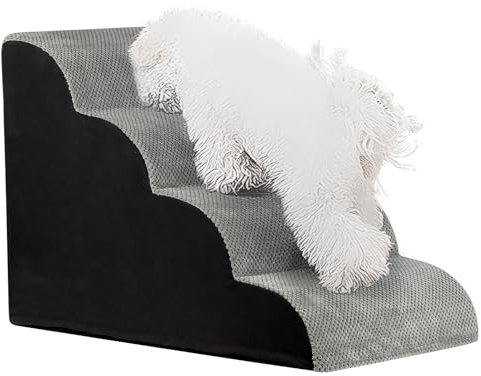 Storystore Hundetreppe 4 Stufen, 50cm Hundetreppe für Kleine Hunde, Haustiertreppe Katzentreppe für Sofa Bett, Hunde Treppe Hunderampe mit Abnehmbarem,Waschbarem Bezug und Rutschfestem Boden