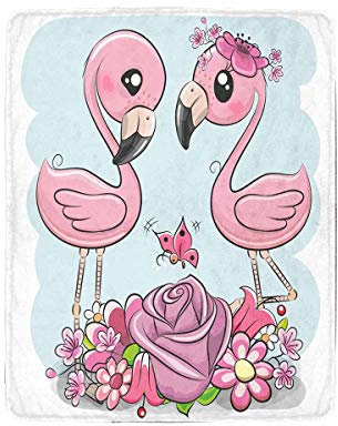351 Wohndecke Soft Kuscheldecke Weiche Kuschel Decke Für Wohnzimmer Alle Jahreszeiten Bett Cartoon-Flamingo-Blumen M