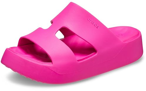 Crocs Getaway Sandali da donna con plateau e cinturino ad H, Pink Crush, 6.5 UK