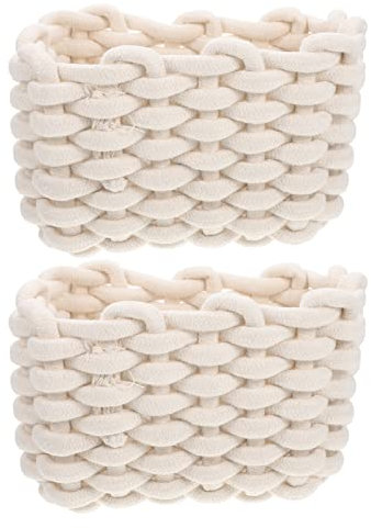SAFIGLE 2st Aufbewahrungsbox Für Baumwollseile Aufbewahrungskorb Regal Für Kinderzimmerkörbe Seilkorb Geflochtener Schminkkorb Baumwolle Schminkkörbe Spielzeugkorb Neugeboren Klein Weiß