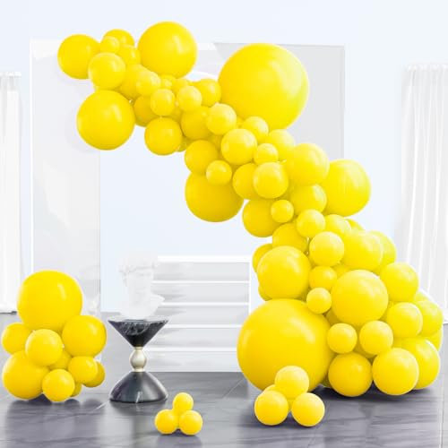 PartyWoo Luftballons Gelb, 102 Stück Gelbe Ballon Girlande Satz von Verschiedene Größen mit 18 Zoll 12 Zoll 10 Zoll 5 Zoll, Luftballon Girlande für Geburtstagsdeko, Partydeko, Hochzeitdeko, Gelb-Y55