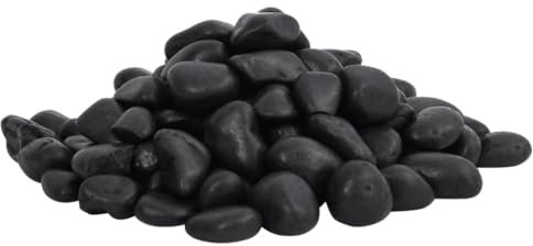 vidaXL Polierte Kiesel, Kieselsteine mit guter Drainage, Flusskiesel Zierkies für Aquarium Garten Dekoration, Dekosteine Gartenkies Glanzkies, Schwarz 25 kg 2-5cm