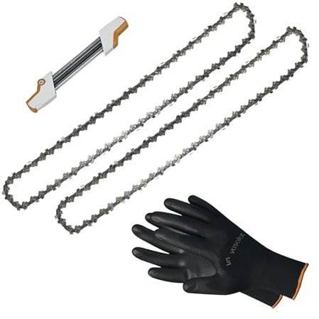 Kettensäge Zubehör - 2x Sägekette 35cm Picco Micro Mini 3 Ersatzkette + 2in1 Feilenhalter mit Feile 4 mm