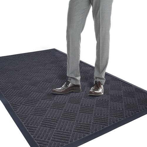 mosegor Gummi-Eingangstürmatten 90 x 150 cm Hochleistungs-Schmutzfänger-Fußmatte wasserabsorbierende, schlammbeständige Fußmatte Gummi-rutschfeste Fußmatte für für Innen, Außen Küchen und Hotels