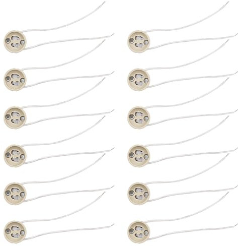 Namvo 12PCS GU10 Fassung für LED und Halogen, GU10 Sockelsockel aus Keramik mit hochwertigem Silikonkabel