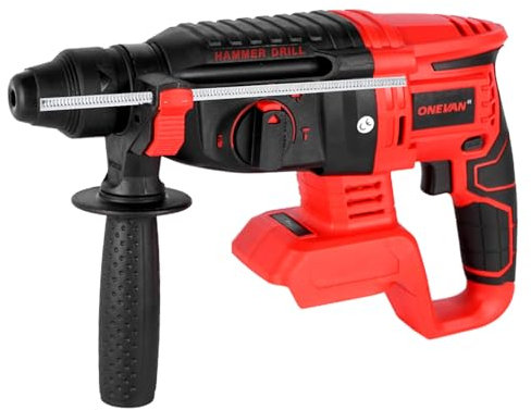 ONEVAN Akku Bohrhammer SDS-Plus, 20V Bürstenloser Akku Bohrmaschine, 4-Gang Akku Bohrhämmer mit Anti-Vibrationsgriff (ohne Akkus und Ladegerät)