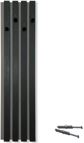 FLEXISTYLE Kleiderhaken wand Wandgarderobe Garderobe Holz Eiche Lamellen Schwarz modular Höhe 98cm (Modul B 24cm Schwarz)