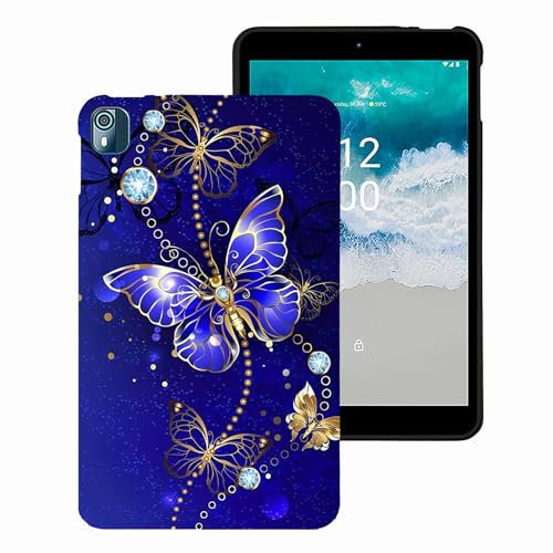 DayQiQiPu Case for Nokia T10 8.0 inch 2022 TA-1503/1472/1462/1457 Soft TPU Slim Thinnest Shock Absorption Drop Resistant Case(Blue Butterfly)