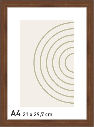 accent by nielsen Holz Bilderrahmen Velino, 21 x 29,7 cm (A4), Dunkelbraun | Holz (MDF) Dokumentenrahmen im Hoch- & Querformat zum Aufhängen Dunkelbraun matt Echtglas