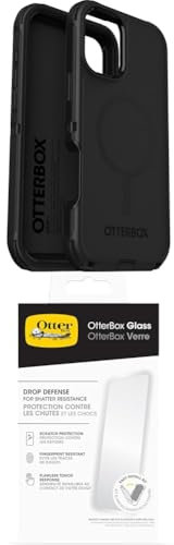 OtterBox Defender Series MagSafe Case for iPhone 16 Plus, Shockproof, Drop Proof, Ultra-Rugged, Protective Case, 7x Tested to Military Standard, Black, Non-Retail Packaging and Screen Protector