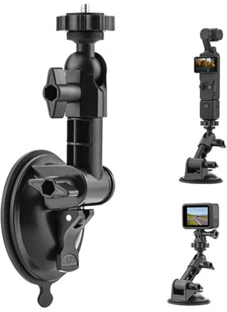 LICHIFIT Suction Cup Car Mount for DJI OSMO POCKET 3 Camera Holder Car Windscreen Bracket Expansion Adapter for Insta360 X4 / X3 for GoPro Max/Hero 12 for DJI Action 4