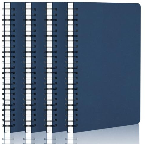 Yarotm Notizbuch A5 Liniert - 4 Stück Notebooks Spiralbindung - 100g/m² Liniert Notizheft A5-14x21cm Spiralblock Notizbücher - 60 Blatt/120 Seiten Dunkelblau Tagebuch Collegeblock A5