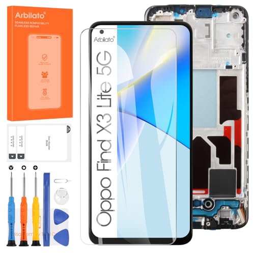 Arbilato Ersatzbildschirm für Oppo Find X3 Lite 5G / Reno 5 5G LCD Display – LCD-Display für Oppo CPH2145 Digitalisierer für Find X3 Lite 5G Touchscreen montiert (schwarz mit Rahmen)