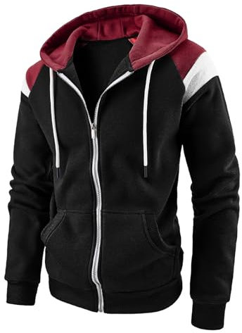 RLEHJN Sweatjacke Herren mit Kapuze, Sweatpullover Sale Winter Warm Langarmshirt Casual Sportjacke Farbblocking Tops Kapuzenpulli mit Tasche Trainningjacke Leichter Kapuzenpullover für Outdoor Sport