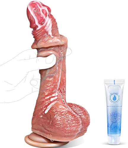 Realiste Gode Sex Toýs Femme Godemichets - Sextoyse Homme Godemichés Sex Toys avec Prépuce et Testicules Mobiles, 21CM Silicone Dildo Sextoy Couple pour Gay Plug Anal Prostate avec Ventouse Puissante