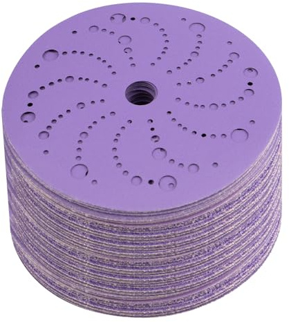 FASTPLUS 150mm Sanding Discs,25PCS Ceramic Orbital Sander Discs,220 Grit Sandpaper Multi-Hole Hook and Loop Sanding Disc,Long Lasting,Durable and Virtually Dust-Free for Random Orbital Sander