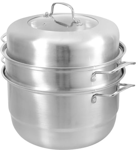 MOLUCKFU Dampfgarer Edelstahl 3-stufig 28cm Mehrzweck Dampftopf für Gemüse und Fisch mit Ergonomischem Griff
