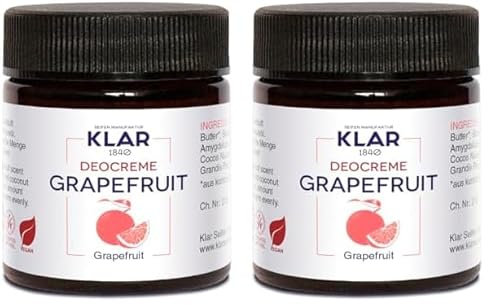 Klar Seifen Deocreme Grapefruit, 30ml, Geruchsneutralisierend und Pflegend, Schweiß-verhindernd, Deo 11665 (Packung mit 2)