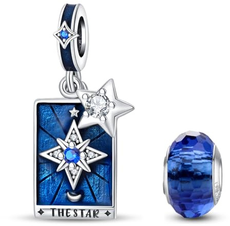 HappyStar 925 Sterling Silber Rose Blume Charme Tarot Karte Anhänger Bead Charms für Damen für Pandora Europäische Armbänder Halsketten Schmuck