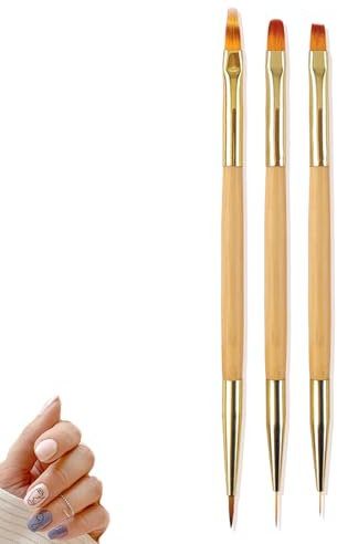 NXPUXP 3 Pièces Pinceau Nail Art Ongles Gel Professionnel,Pinceaux Ongles,Pinceaux en Détail à Ongles,Pinceaux Pour Nail Art,Outils de manucure pour salon de bricolage à domicile