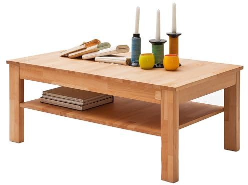 Lomadox Wohnzimmer Couchtisch Sofatisch 104x62 cm, Kernbuche massiv geölt keilgezinkt, Echtholz/Massivholz