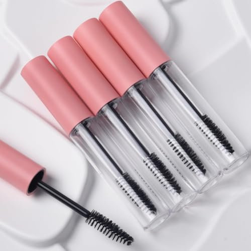 5 Pcs Leere Mascara Tubes10ml Wimperncreme Klare Behälterflasche Nachfüllbare Plastikwimperstab Leere für Rizinusöl mit Innenstopfen Vermeiden Sie Auslaufen
