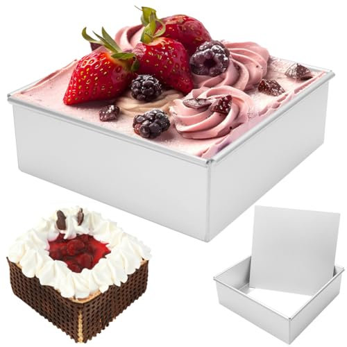 Gohytal Quadratische Backformen, 8 Zoll/ 20 cm Quadratische Form mit BPA-freiem Antihaftbeschichtung zum Backen und Dekorieren für Hochzeiten Partys Geburtstage Jubiläen Mutterta