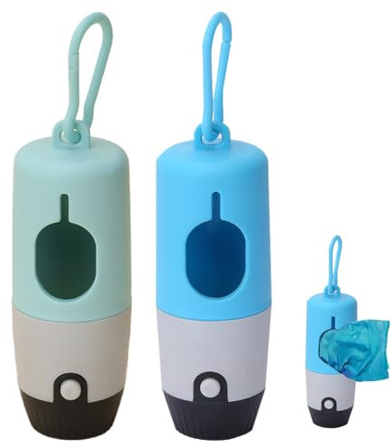 2 Stück Hundekotbeutelspender,Wasserdicht Kotbeutelspender mit Taschenlampe & Karabinerhaken,Kotbeutelspender für Hunde,für Den Täglichen Spaziergang mit Dem Hund