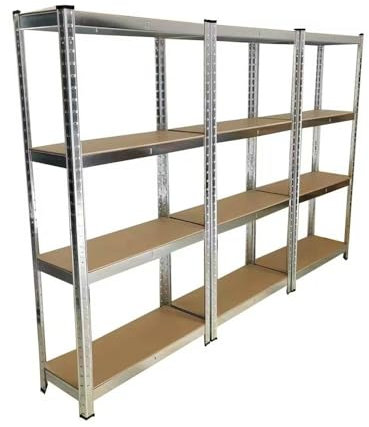 EURO VANADIUM - Triple Étagères de Rangement Charges Lourdes - 210 x 150 cm - 960 kg - Étagères de Garage modulables, 4 Niveaux, 12 Plateaux - 40 cm - Gris