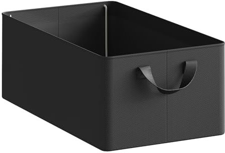 WOLTU Aufbewahrungsbox 1 Stück, aus Polyesterstoff, für Schlafzimmer, Arbeitszimmer, Wohnzimmer, Organizer Box mit Griffen, für Kleidung Spielzeug, faltbar, Schwarz, 47x20x28 cm
