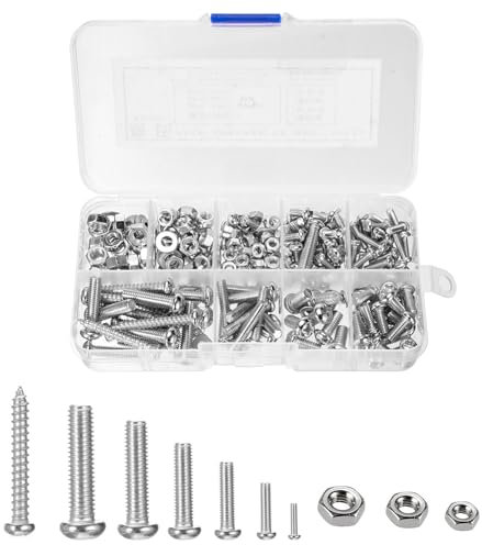 Bolts and Nuts Set M3 M4 M5 Assorted Nuts and Bolts Assortment Hex Socket Button Head Cap Screws Bolt Nut Assortment Kit for DIY Bicycle Motorcycle Repair 246Pcs